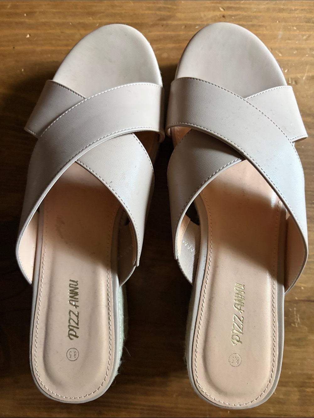 Cream Crossband Mule Slides